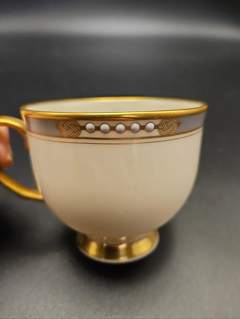 Lenox McKinley Teacup Set of 2 Presidential Collection Ivory Color Gray Band...